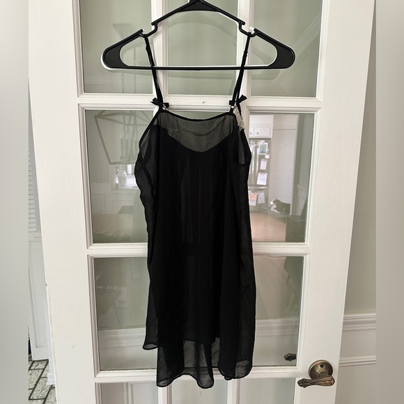 Y2K Sheer‎ Lingerie Babydoll Dress Sheer Lace with Bows adjustable straps Sz M - Picture 8 of 9